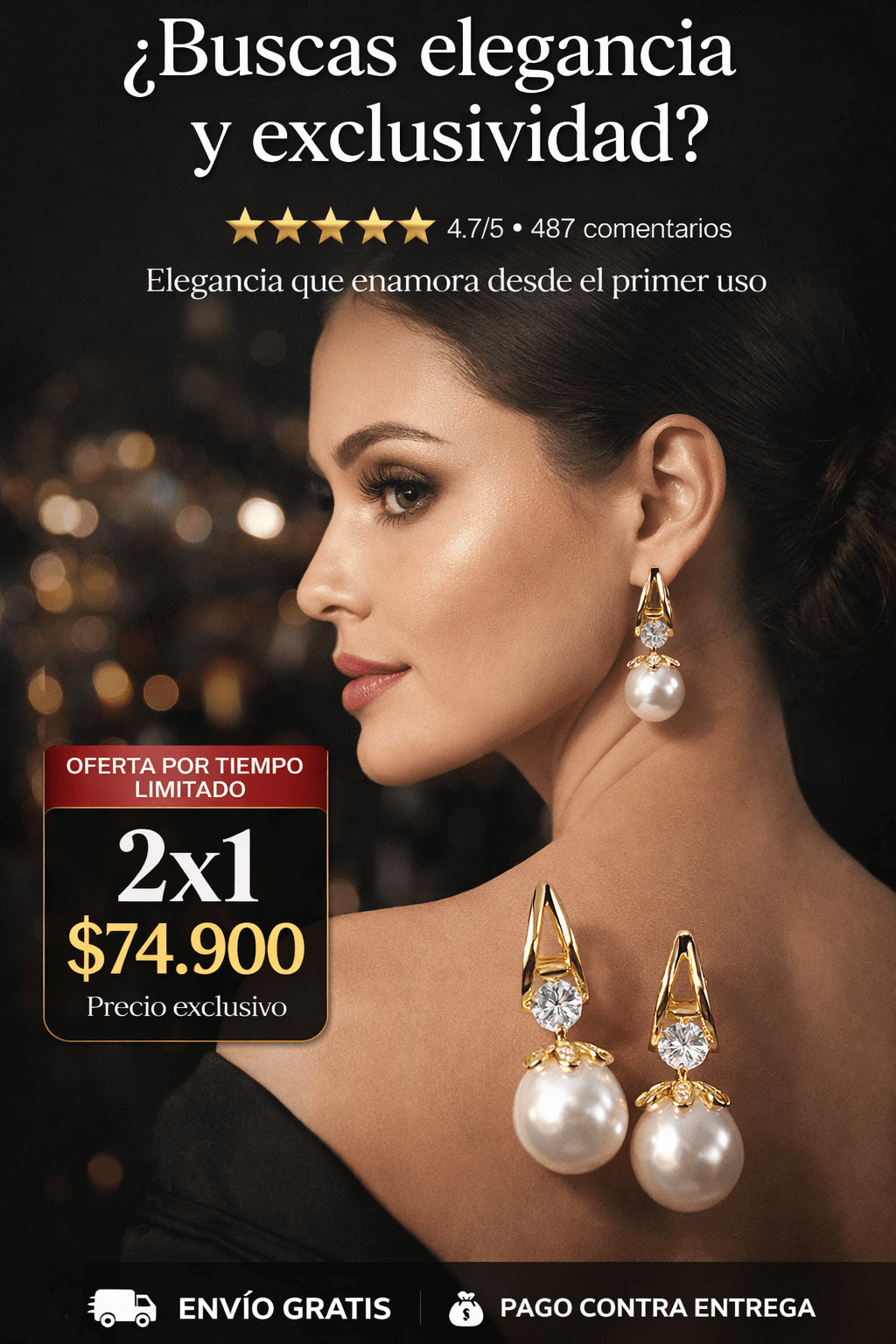 2x1 OFERTA | PENDIENTES DE PERLA DE PLATA ESTERLINA DE 925 | ORIGINAL