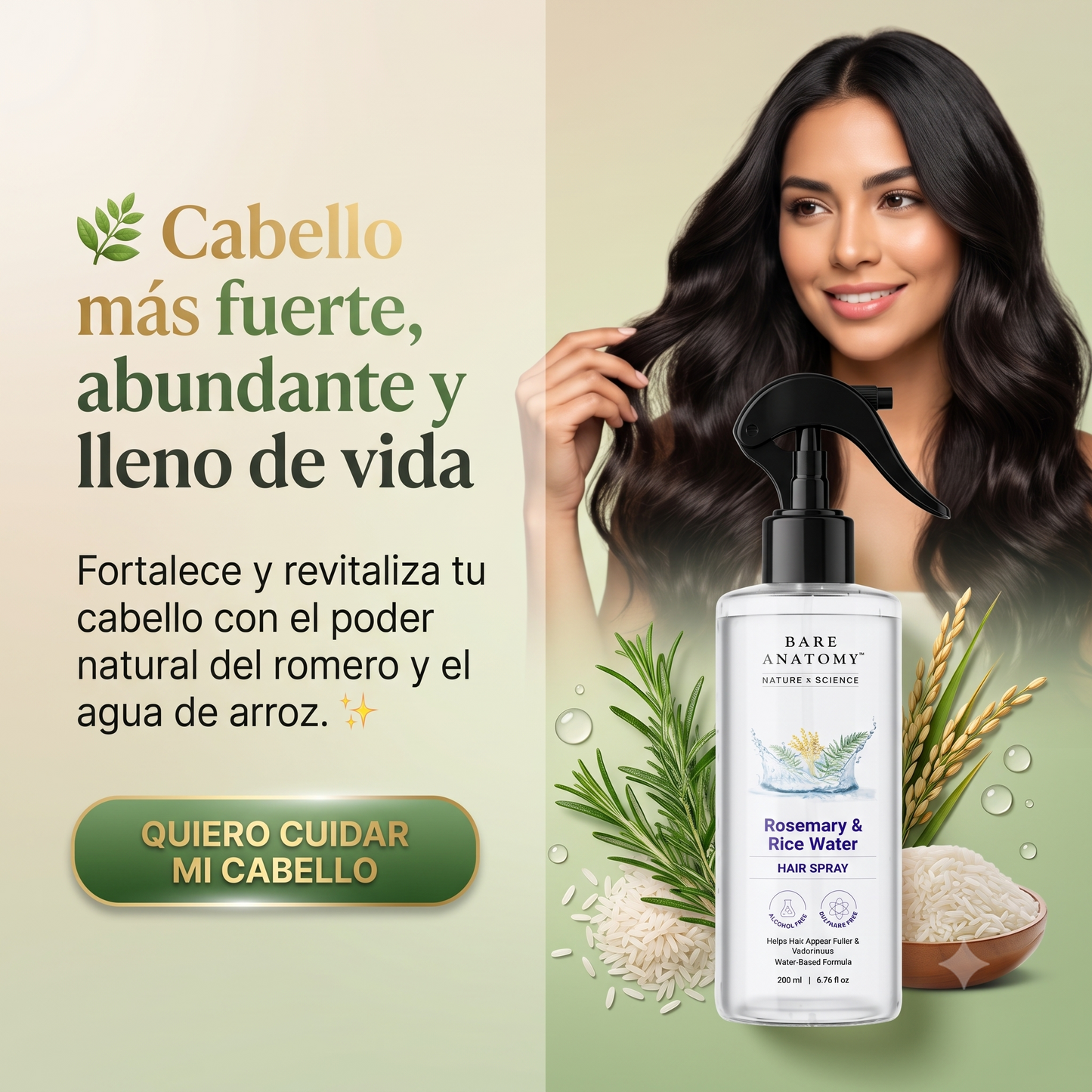 CABELLO NATURAL | Spray Natural de Romero para un Cabello Más Fuerte y Abundante