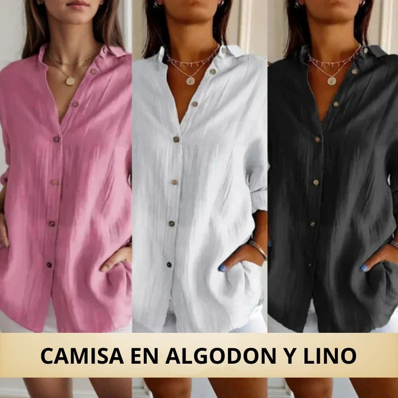 CAMISA EN ALGODÓN Y LINO