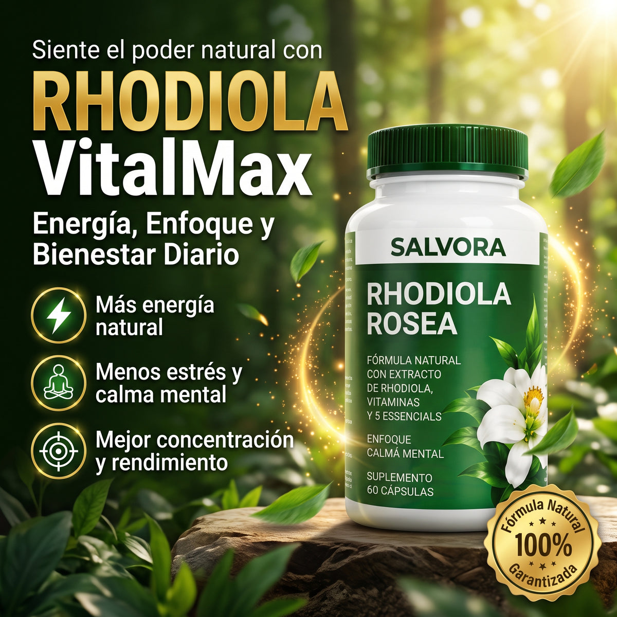 🌿 Rhodiola VitalMax - Energía, Enfoque y Bienestar Diario