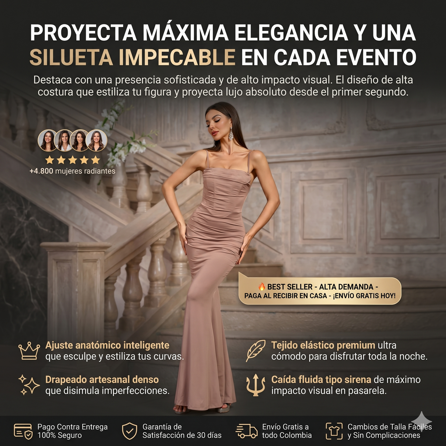 Vestido de Gala con Efecto Moldeador ✨