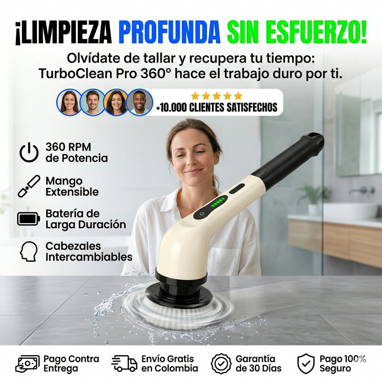 TurboClean Pro 360° – Cepillo Eléctrico de Limpieza Total - Cepillo de limpieza eléctrico 9 en 1🏠Multifuncional para uso doméstico