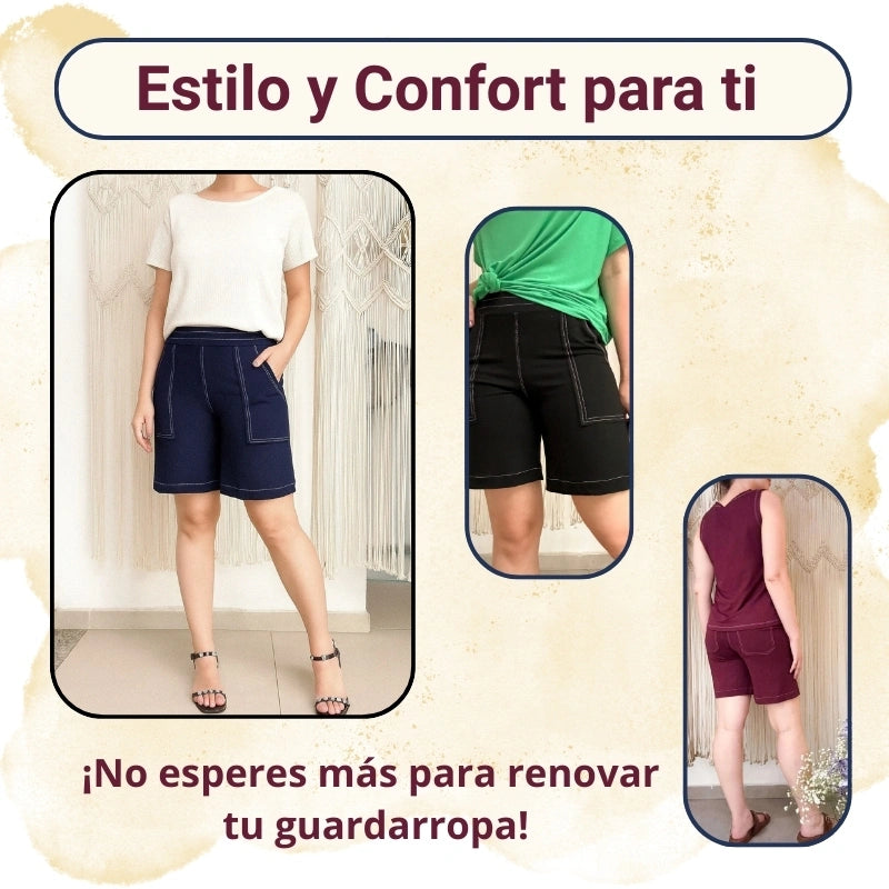 ELEGANTE Y CÓMODA - BERMUDA CORTE RECTO