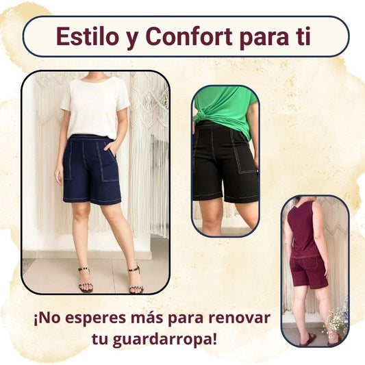 ELEGANTE Y CÓMODA - BERMUDA CORTE RECTO