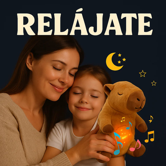PELUCHE CAPIBARA DE RESPIRACIÓN CON MÚSICA RELAJANTE Y LUZ SUAVE ✨