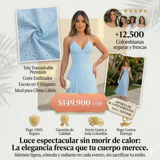 VESTIDO ELEGANTE CON ESCOTE EN V