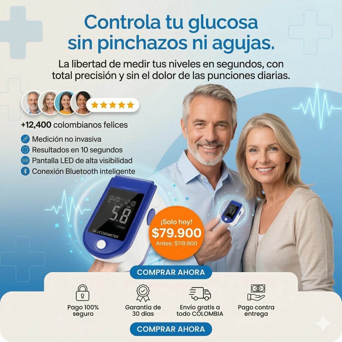 GlucoPulse™ Original | sin punciones ni agujas