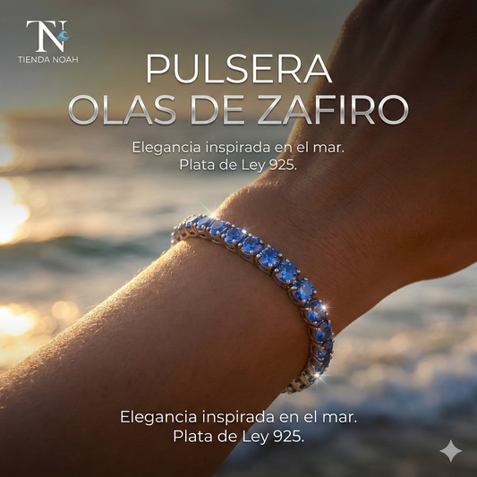 2X1 OFERTA | Pulsera Olas de Zafiro y Plata Esterlina.