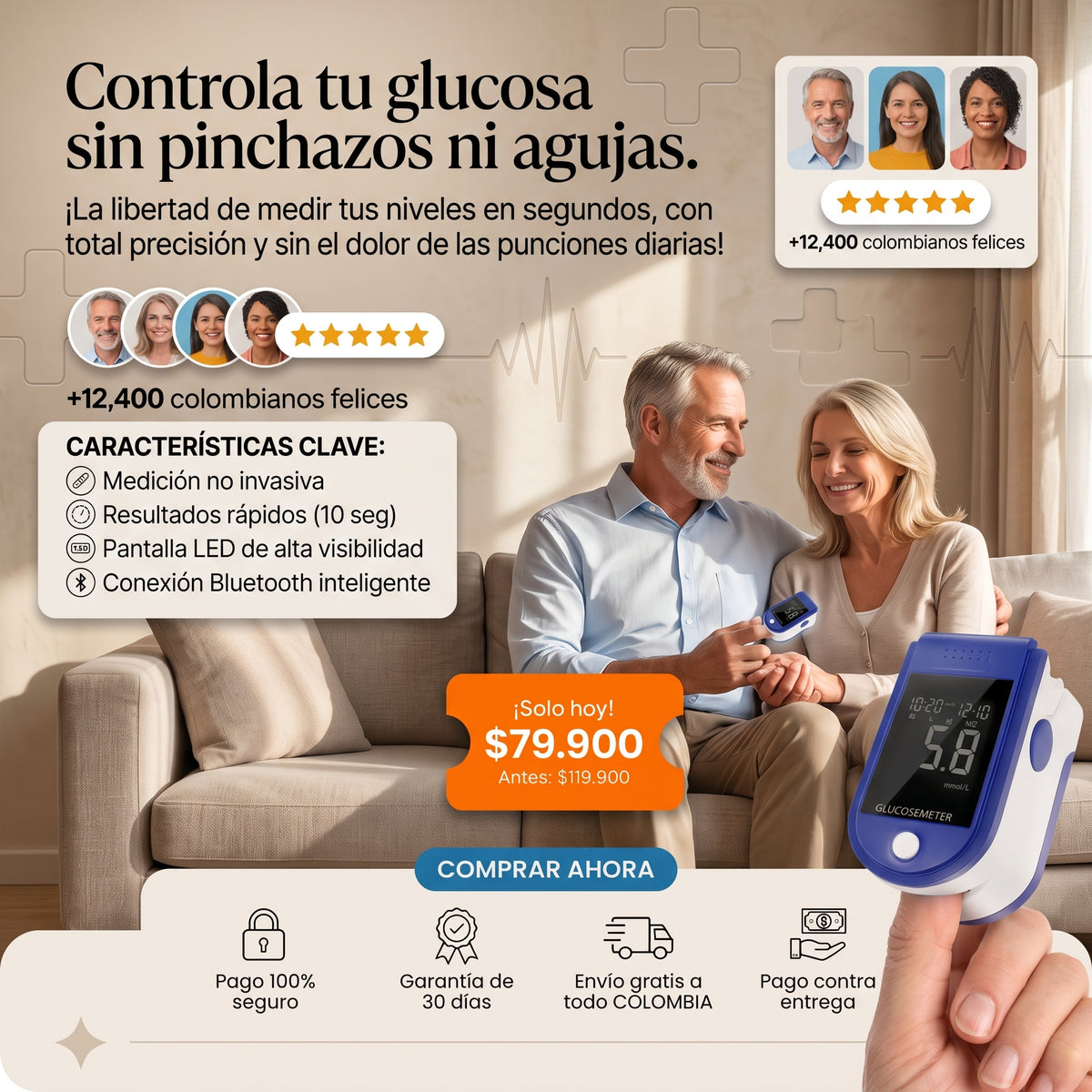 GlucoPulse™ Original | sin punciones ni agujas