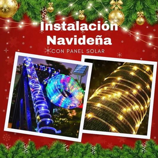 10 METROS - TUBOS NAVIDEÑOS EN LUZ LED - DE PANEL SOLAR