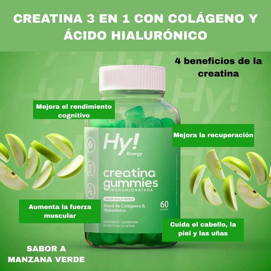 CREATINA 3 EN 1 MASTICABLE - SABOR MANZANA VERDE