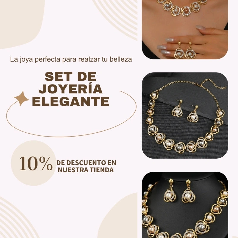 SET DE JOYERÍA ELEGANTE CON BAÑO EN ORO
