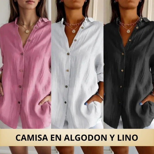 CAMISA EN ALGODÓN Y LINO