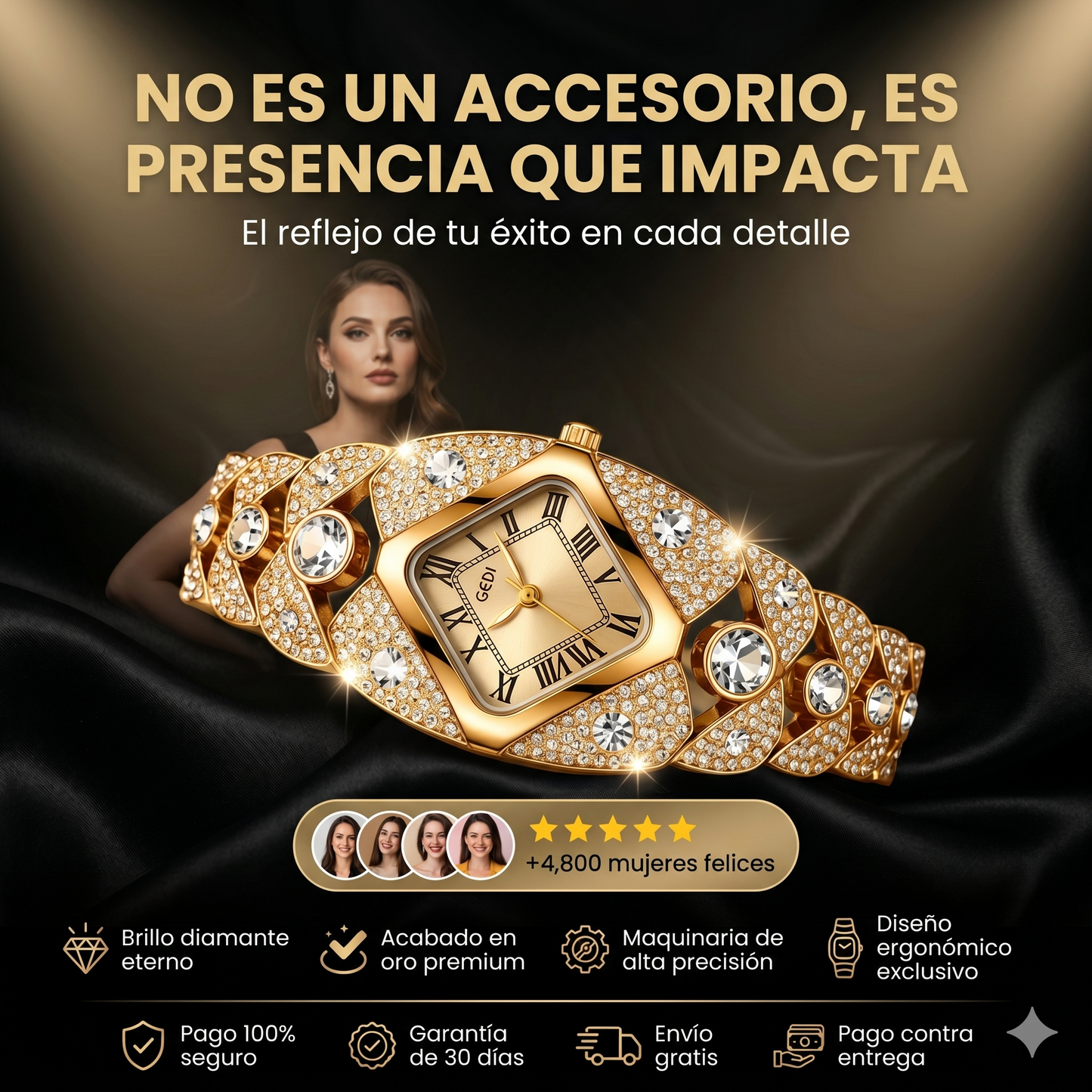 Reloj Diamante Dorado | Lujo que se nota