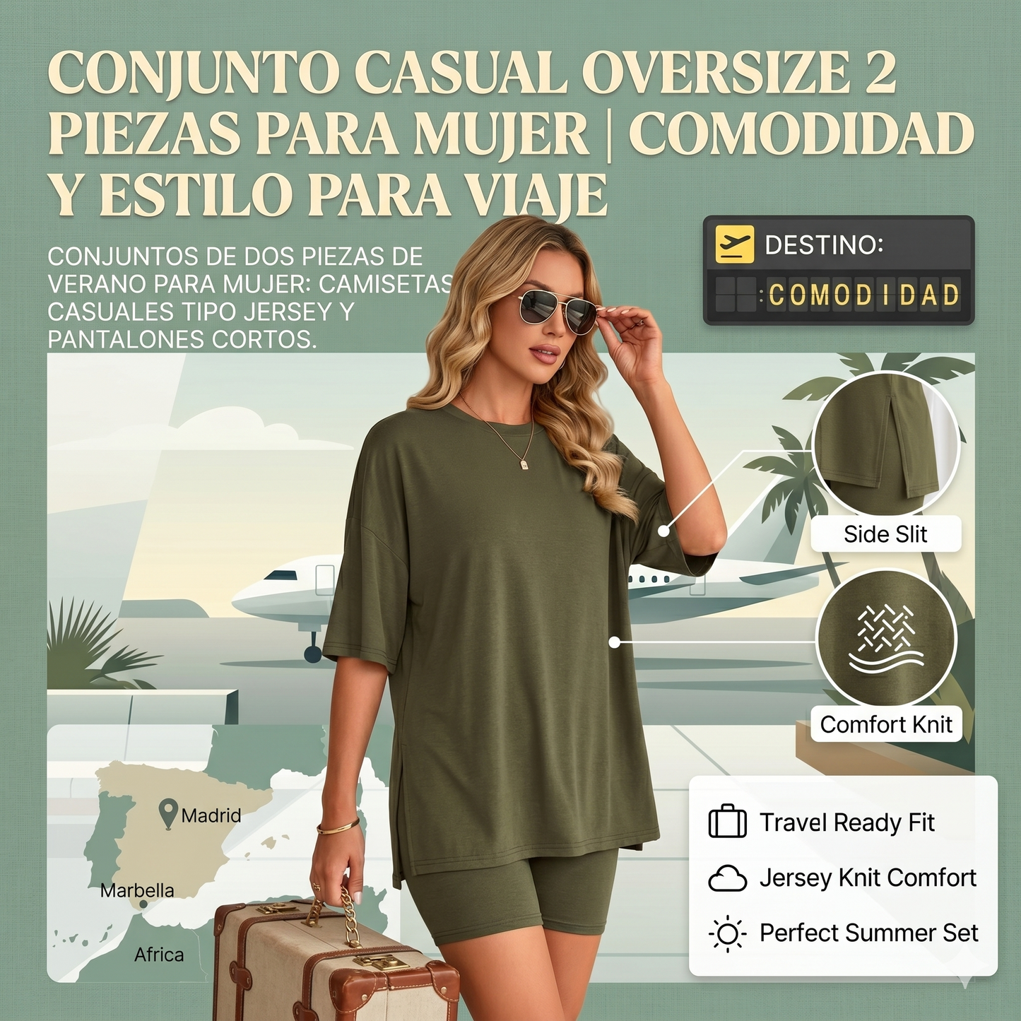 Conjunto Casual Oversize 2 Piezas para Mujer | Comodidad y Estilo para Viaje