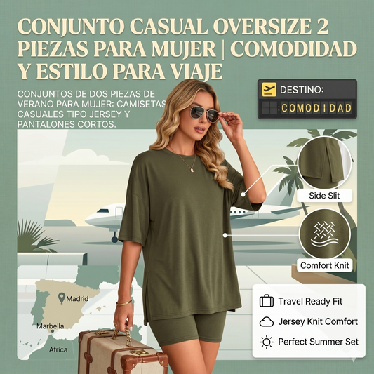 Conjunto Casual Oversize 2 Piezas para Mujer | Comodidad y Estilo para Viaje