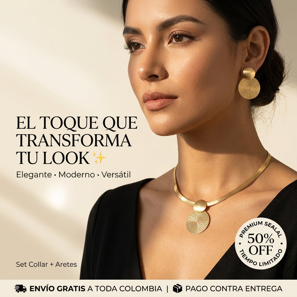 ✨Set Aura Dorada – Collar + Aretes Elegantes que Realzan tu Look 💛