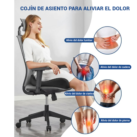 Cojín ergonómico de espuma viscoelástica para asiento