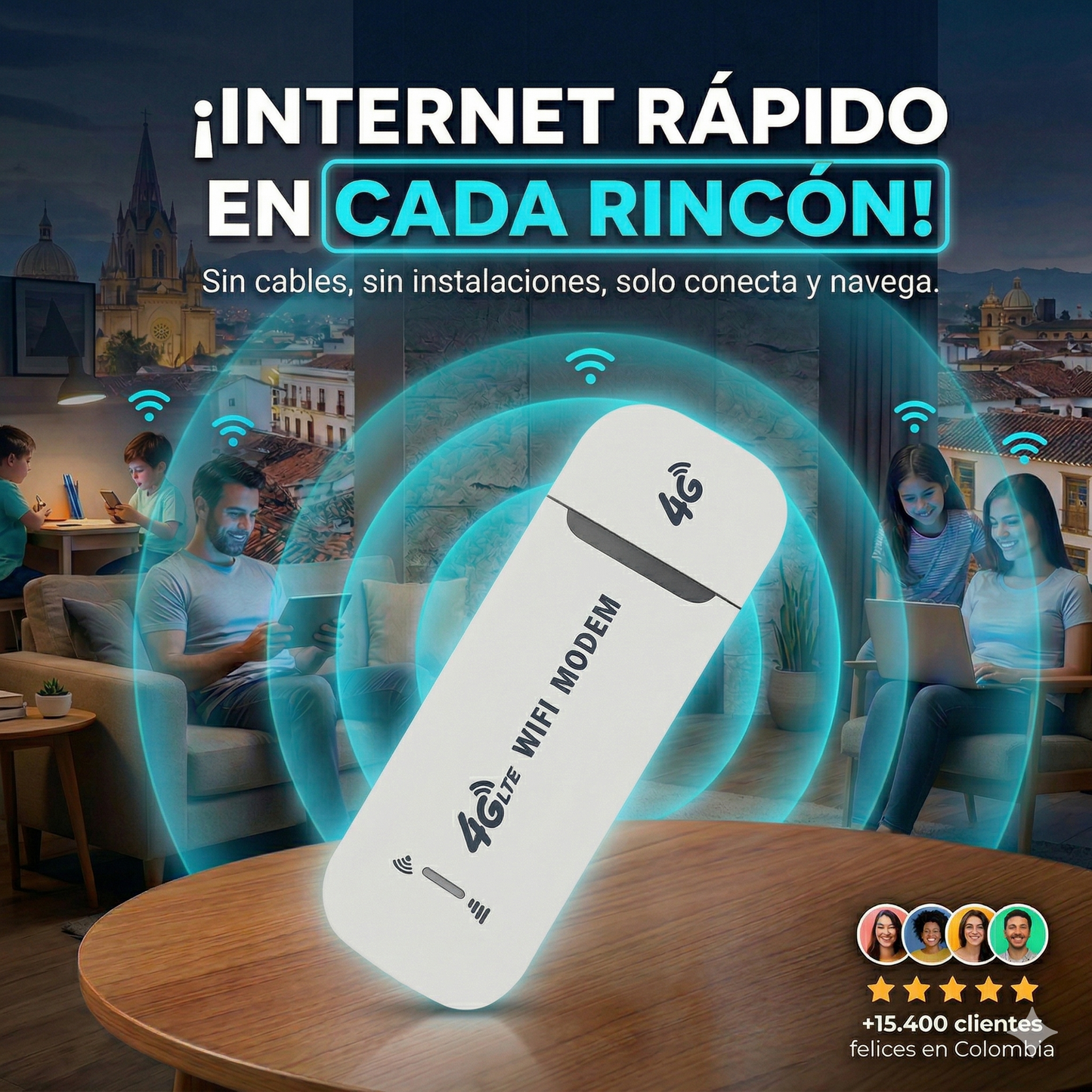 WiFi Módem Turbo - Velocidad y estabilidad sin interrupciones- Router WiFi móvil USB 4G LTE