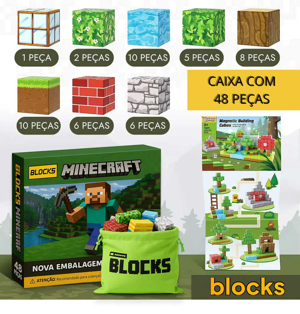 Bloques de construcción magnéticos - 48/64/75 piezas [+5 figuras GRATIS]