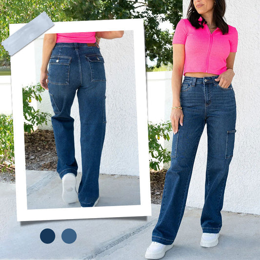 Jeans elásticos de cintura alta para mujer⭐